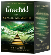 Даамдуу көк чай Greenfield Classic Genmaicha пирамидкаларда, 20 шт