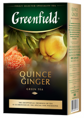 არომატიზირებული მწვანე ჩაი Greenfield Quince Ginger ფოთლოვანი, 100 გ