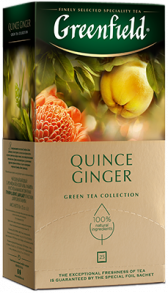 Даамдуу көк чай Greenfield Quince Ginger пакеттерде, 25 шт