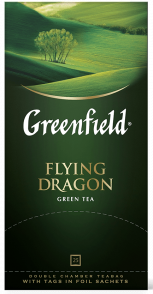 კლასიკური მწვანე ჩაი Greenfield Flying Dragon ერთჯერად პაკეტებში, 25 ც
