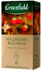 მცენარეული ჩაი Greenfield Wildberry Rooibos ერთჯერად პაკეტებში, 25 ც