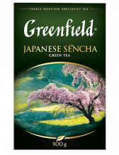 Klassik yaşıl çay Greenfield Japanese Sencha yarpaq, 100 qram