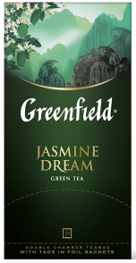 Классический зеленый чай Greenfield Jasmine Dream в пакетиках, 25 шт