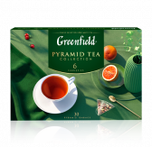 Белек сунуштары Greenfield Пирамидкалардагы Greenfield жалбырак чай коллекциясы, пирамидкаларда 6 сорт пирамидкаларда, 30 шт