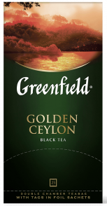 Klassik qara çay Greenfield Golden Ceylon paketlərdə, 25 ədəd