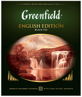 კლასიკური შავი ჩაი Greenfield English Edition ერთჯერად პაკეტებში, 100 ც