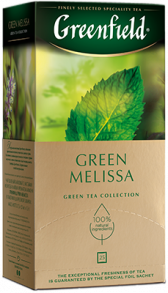 Даамдуу көк чай Greenfield Green Melissa пакеттерде, 25 шт