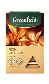 Черный чай в пирамидках Greenfield RICH CEYLON в пирамидках, 20 шт