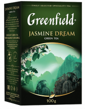 Klassik yaşıl çay Greenfield Jasmine Dream yarpaq, 100 qram