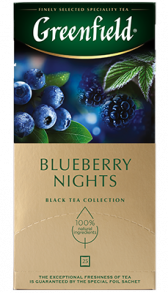 Хош иісті қара шай Greenfield Blueberry Nights в пакетиках, 25 дана