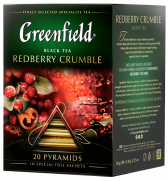 შავი ჩაი პირამიდებში Greenfield Redberry Crumble პირამიდებში, 20 ც