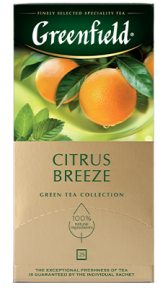 Xushbo'y yashil choy Greenfield Citrus Breeze paketlardagi, 25 dona