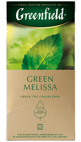 Ətirli yaşıl çay Greenfield Green Melissa paketlərdə, 25 ədəd