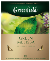 Даамдуу көк чай Greenfield Green Melissa пакеттерде, 100 шт