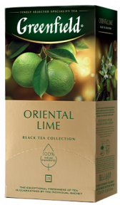 Ароматизированный черный чай Greenfield Oriental Lime в пакетиках, 25 шт