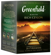 Черный чай в пирамидках Greenfield Rich Ceylon в пирамидках, 20 шт