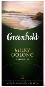 კლასიკური მწვანე ჩაი Greenfield Milky Oolong ერთჯერად პაკეტებში, 25 ც