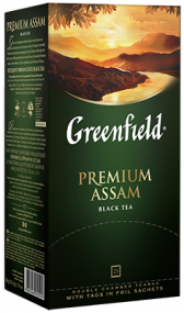 Klassik qara çay Greenfield Premium Assam paketlərdə, 25 ədəd