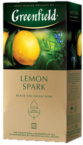Ароматизированный черный чай Greenfield Lemon Spark в пакетиках, 25 шт