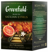 შავი ჩაი პირამიდებში Greenfield Sicilian Citrus პირამიდებში, 20 ც