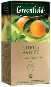 Xushbo'y yashil choy Greenfield Citrus Breeze paketlardagi, 25 dona