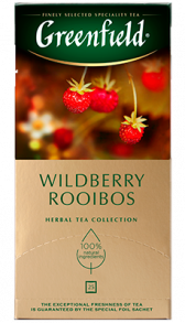 მცენარეული ჩაი Greenfield Wildberry Rooibos ერთჯერად პაკეტებში, 25 ც