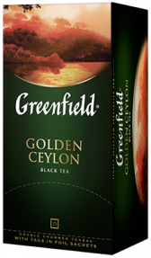 კლასიკური შავი ჩაი Greenfield Golden Ceylon ერთჯერად პაკეტებში, 25 ც