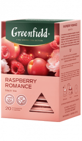 Черный чай в пирамидках Greenfield RASPBERRY ROMANCE в пирамидках, 20 шт
