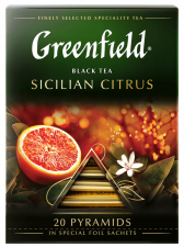 Черный чай в пирамидках Greenfield Sicilian Citrus в пирамидках, 20 шт