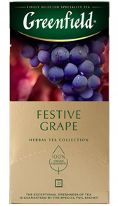 მცენარეული ჩაი Greenfield Festive Grape ერთჯერად პაკეტებში, 25 ც