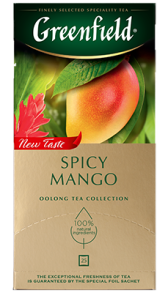 Xushbo'y yashil choy Greenfield Spicy Mango paketlardagi, 25 dona