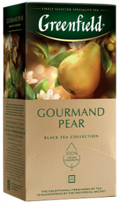 Хош иісті қара шай Greenfield Gourmand Pear в пакетиках, 25 дана