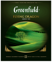კლასიკური მწვანე ჩაი Greenfield Flying Dragon ერთჯერად პაკეტებში, 100 ც