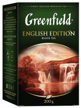 კლასიკური შავი ჩაი Greenfield English Edition ფოთლოვანი, 200 გ